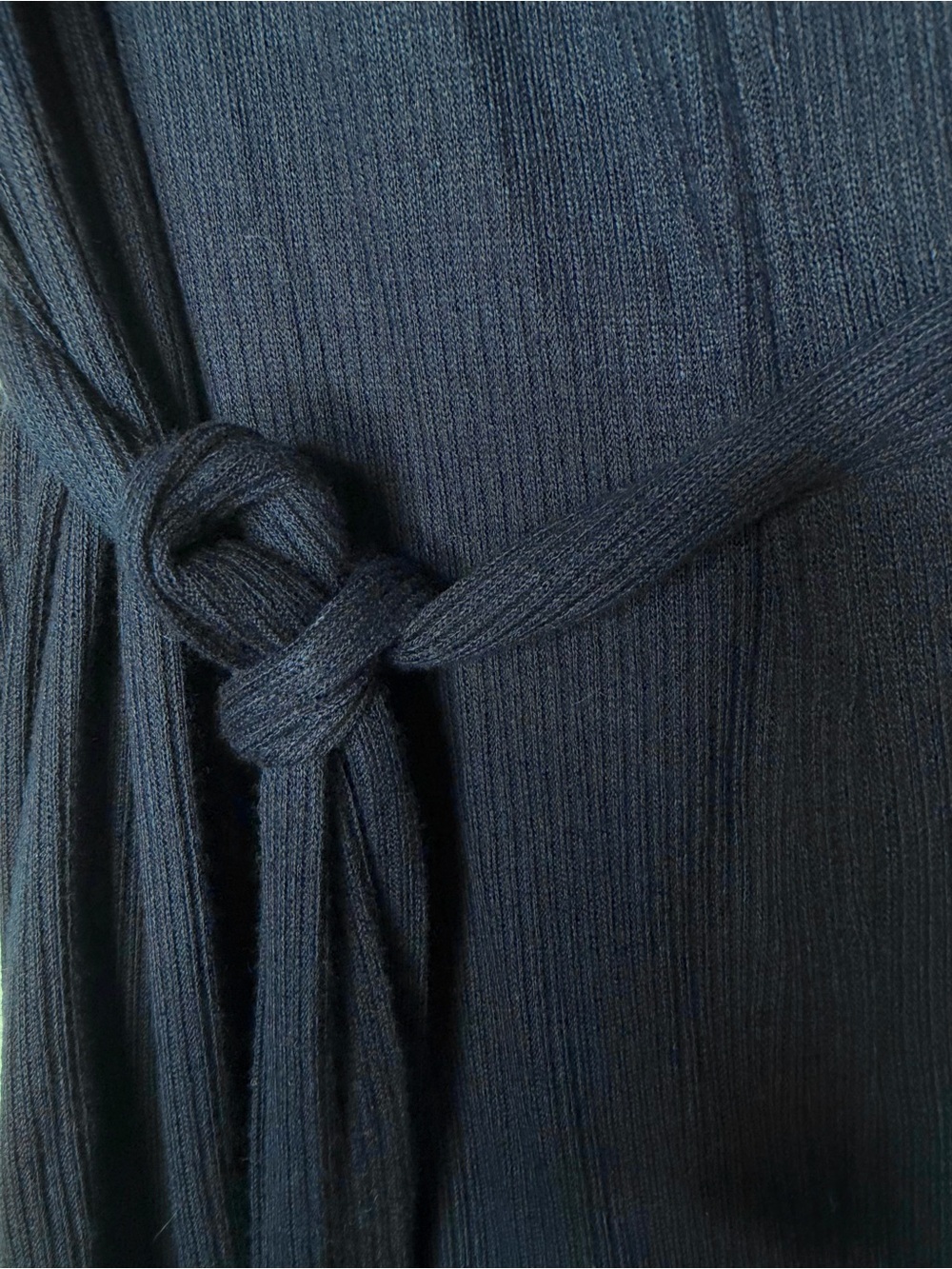 GapBody Ribbed Belted Robe Wrap Navy - size M - Picture 6 of 8